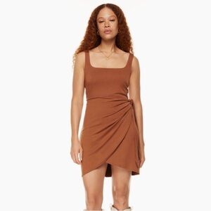 ARITZIA Wilfred Saturn Mini Dress (Anise Brown)